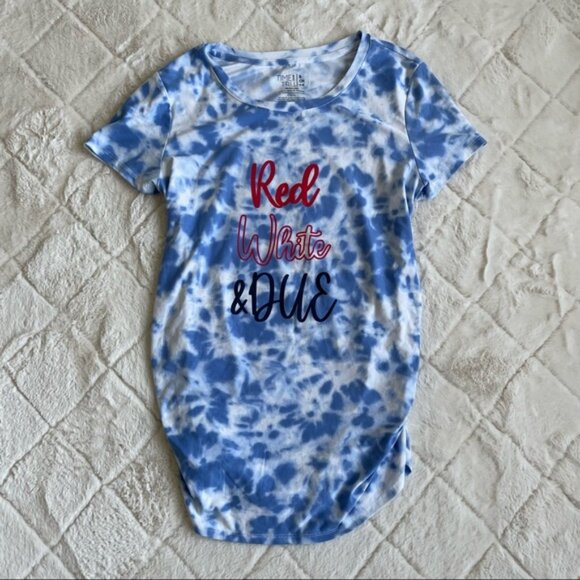 Time And Tru | "Red, White and Due" Pregnancy Anouncement Tee | Size Small - Picture 2 of 8